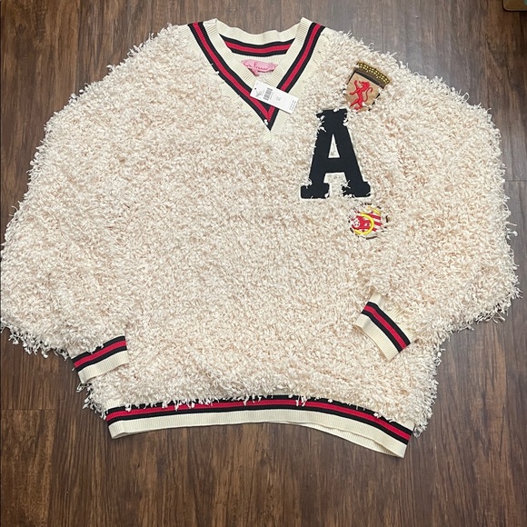 NWT Eva Franco Cream Teddy & Patchwork Pullover XL - Picture 3 of 13